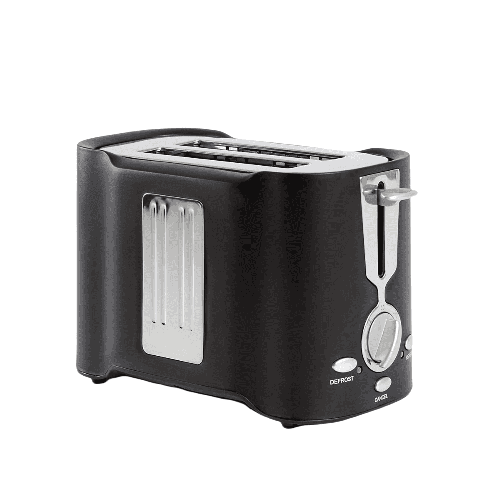 Hassch 2 Slice Toaster with Adjustable Browning Level and Drop-Down Crumb Tray, Stainless Steel, Black