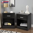 thumbnail image 1 of Hassch 2-Tier Black Nightstands (2 Pack), Compact Bedside Table with Top Drawer & Open Shelf, Durable Density Board, Easy Assembly for Small Spaces (15.8"L x 11.8"W x 19.7"H), 1 of 9