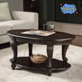 thumbnail image 1 of Hassch 2-Tier Coffee Table with Storage Shelf, 42" Center Table for Living Room, Espresso, 1 of 8