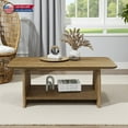 thumbnail image 1 of Hassch 2-Tier Rectangular Coffee Table with Rounded Corners and Storage Shelf, 47" Modern Farmhouse Center Tea Table for Living Room & Home Office, Natural, 1 of 6