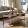 thumbnail image 1 of Hassch 2-Tier Rustic Coffee Table, 47 Inch Rectangle Center Table with Storage Shelf for Living Room, Easy Assembly, Brown, 1 of 9