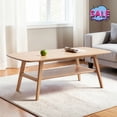 thumbnail image 1 of Hassch 2-Tier Solid Wood Coffee Table with Open Shelf, Modern Cocktail Table, 39.3" Center Table for Living Room, Oak, 1 of 7