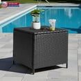 thumbnail image 1 of Hassch 20.8" Square Patio Rattan Side Table with Storage, 27-Gallon Outdoor Wicker Table with Lift-Off Lid, Multi-Functional Deck Organizer, Easy to Assemble, Black, 1 of 9