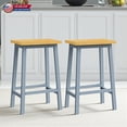 thumbnail image 1 of Hassch 25.6" Tall Counter Stools Set of 2, Farmhouse Solid Wood Barstools with Footrests, for Kitchen, Dining Room, Home Pub (Gray Blue), 1 of 7
