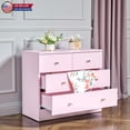 thumbnail image 1 of Hassch 25.98" Wide Dresser with 4 Drawers and Matte Gold Handles, Floor Standing Bedroom Organizer, Pink, 1 of 10