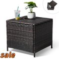 thumbnail image 1 of Hassch 27 Gallon Rattan Outdoor Side Table, 20.9"Square End Table with Storage for Garden Balcony Porch, Brown, 1 of 7