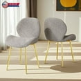 thumbnail image 1 of Hassch 2PCS Upholstered Dining Chairs in Gray Teddy Velvet, Modern Minimalist Kitchen Chairs with Golden Metal Legs and Ergonomic Backrest, Easy Assembly, 1 of 8