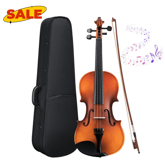 Hassch 3/4 Violin for Beginners, Fiddle with Case, Bow, Rosin, Tuner, Strings and Shoulder Rest, Matte Natural