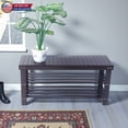 thumbnail image 1 of Hassch 3-Tier Bamboo Shoe Rack Bench, 35.4 Inch Slatted-Top Seating Stool - High Weight Capacity (551 lbs), Coffee Finish, Compact Entryway Organizer, Easy Assembly, 1 of 10