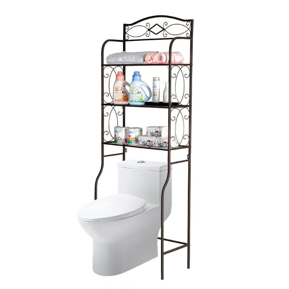 Hassch 3-Tier Over The Toilet Storage Rack, Freestanding Bathroom Space Saver, Brown