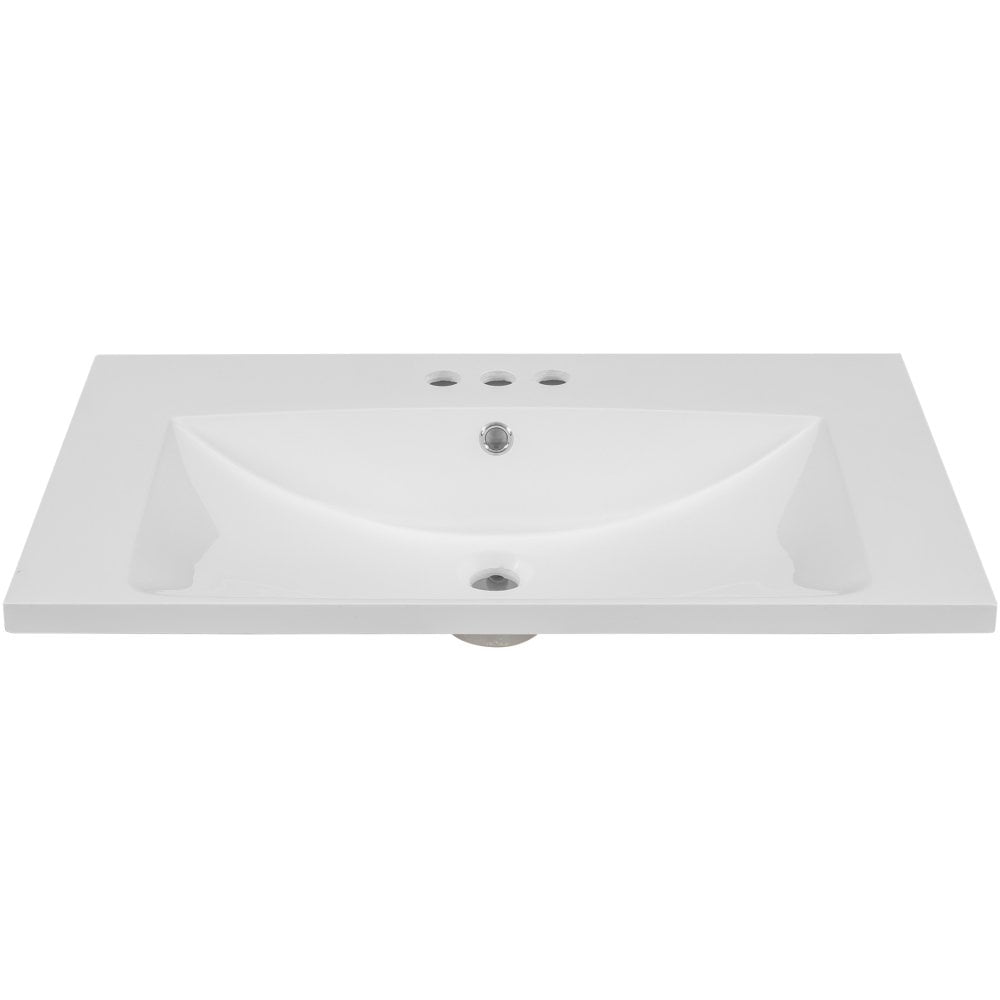 30" White Ceramic Bathroom Vanity Top with Single Sink
