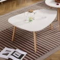 thumbnail image 1 of Hassch 31.1" Coffee Table, Irregular Living Room Center Table, Modern Unique Egg-Shaped Cocktail Table for Living Room Bedroom, White+Oak, 1 of 7