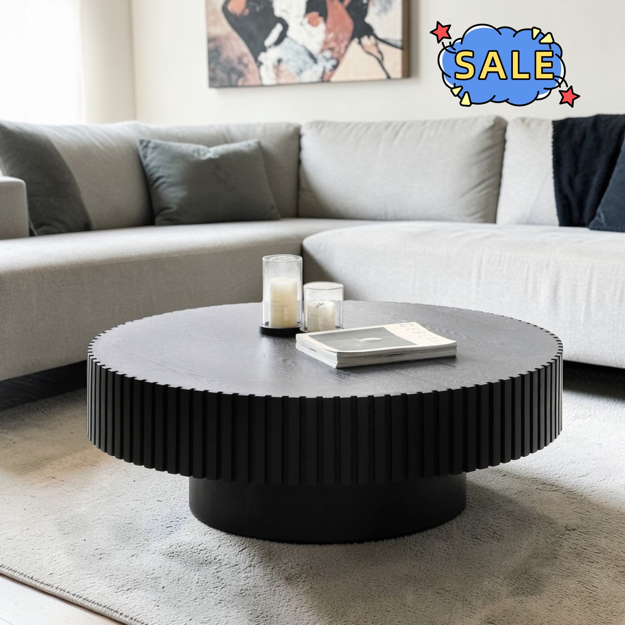 Hassch 31.4 Inch Round Coffee Table, Modern Accent Table, Center Table ...