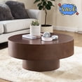 thumbnail image 1 of Hassch 31.4-inch Round Coffee Table, Simple Cocktail Table, Modern Center Table for Living Room, Dark Walnut, 1 of 7