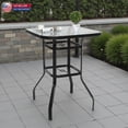 thumbnail image 1 of Hassch 31.5-Inch Square Outdoor Patio Pub Table w/ Rippled Tempered Glass Patio Table, 1.7" Umbrella Hole and Black Metal Frame, Easy Assembly, 1 of 8