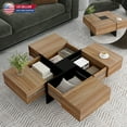 thumbnail image 1 of Hassch 31.5" Square Coffee Table with Hidden Storage Compartments, Modern Sliding Top Design, Brown, 1 of 8
