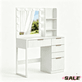 thumbnail image 1 of Hassch 33" Makeup Vanity Desk with 18.9" Lighted and Mirror, Charging Station, 4 Drawers & 2 Shelves, Modern Dressing Table for Bedroom, White, 1 of 6