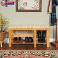 thumbnail image 1 of Hassch 35.4 Inch Bamboo Shoe Rack Bench with Boots Storage, 3-Tier Slatted Entryway Organizer, Space-Saving Stool in Natural Finish, 1 of 8