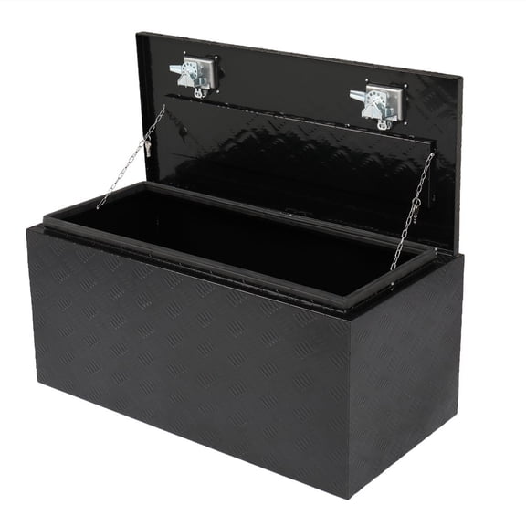 Hassch 36" Aluminum Diamond Plate Tool Box Pick Up Truck Bed Storage Chest Box RV Trailer Organizer Double Lock W/Key, Black