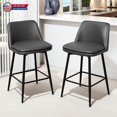 thumbnail image 1 of Hassch 360° Swivel Barstools Set of 2, PU Leather Upholstered Counter Height Bar Chairs with Backrest and Metal Legs, for Home Pubs, Dining Areas, Living Space, Dark Gray, 1 of 7