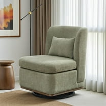 Hassch 360° Swivel Chenille Barrel Chair with Metal Base and Pillow, Comfy Upholstered Accent Chair for Family Room, Office & Sitting Area (Pale Green)