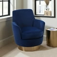 thumbnail image 1 of Hassch 360° Velvet Swivel Barrel Chair with Gold Iron Base, Modern Accent Leisure Armchair for Bedroom, Living Room, Reading Nook (Navy), 1 of 8