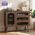 thumbnail image 1 of Hassch 39.3" Small Buffet Sideboard with Door, Storage Cabinet with 3 Drawers, Modern Accent Cabinet, Credenza for Kitchen, Entryway, Dining Room, Living Room, Easy Assembly, Walnut, 1 of 9