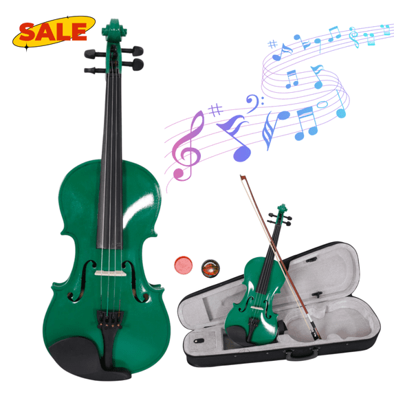Hassch 4/4 Violin, Beginner Fiddle Set with Case, Starter Acoustic Violin with Bow and Rosin, Green