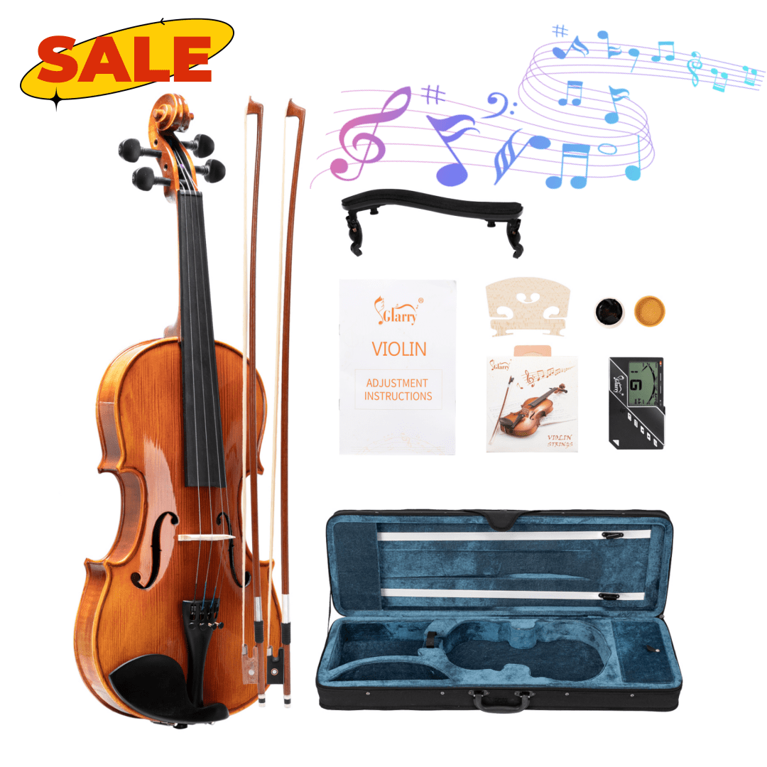 Hassch 4/4 Violin Set for Beginners with Case, Bows, Bridge, Extra Strings and Digital Metronome Tuner Tone Generator, Matte Color