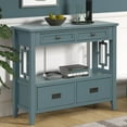 thumbnail image 1 of Hassch 4-Drawers Console Table, Entry Table with Storage Open Shelf, Sofa Table for Living Room, 36.02"L x 12.99"W x 31.5"H, Blue, 1 of 10