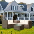 thumbnail image 1 of Hassch 4 Piece Patio Sectional Wicker Rattan Outdoor Furniture Sofa Set with Storage Box - Creme, 1 of 10