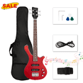 thumbnail image 1 of Hassch 4 String Electric Bass Guitar, 36 inch Right Handed Bass Kit with Bag, Cable, Strap, Plectrums and Wrench Tool, Red, 1 of 7