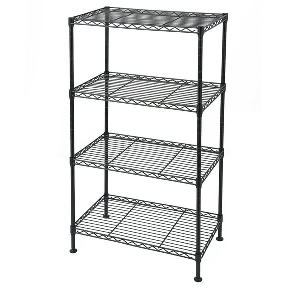 Hassch 4-Tier Metal Storage Organized Rack Industrial Welded Wire Shelving Max 83lbs, Black