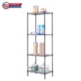 thumbnail image 1 of Hassch 4-Tier Wire Shelving Metal Storage Rack Adjustable Organizer Unit for Laundry Bathroom Kitchen Pantry Closet, Black, 1 of 10