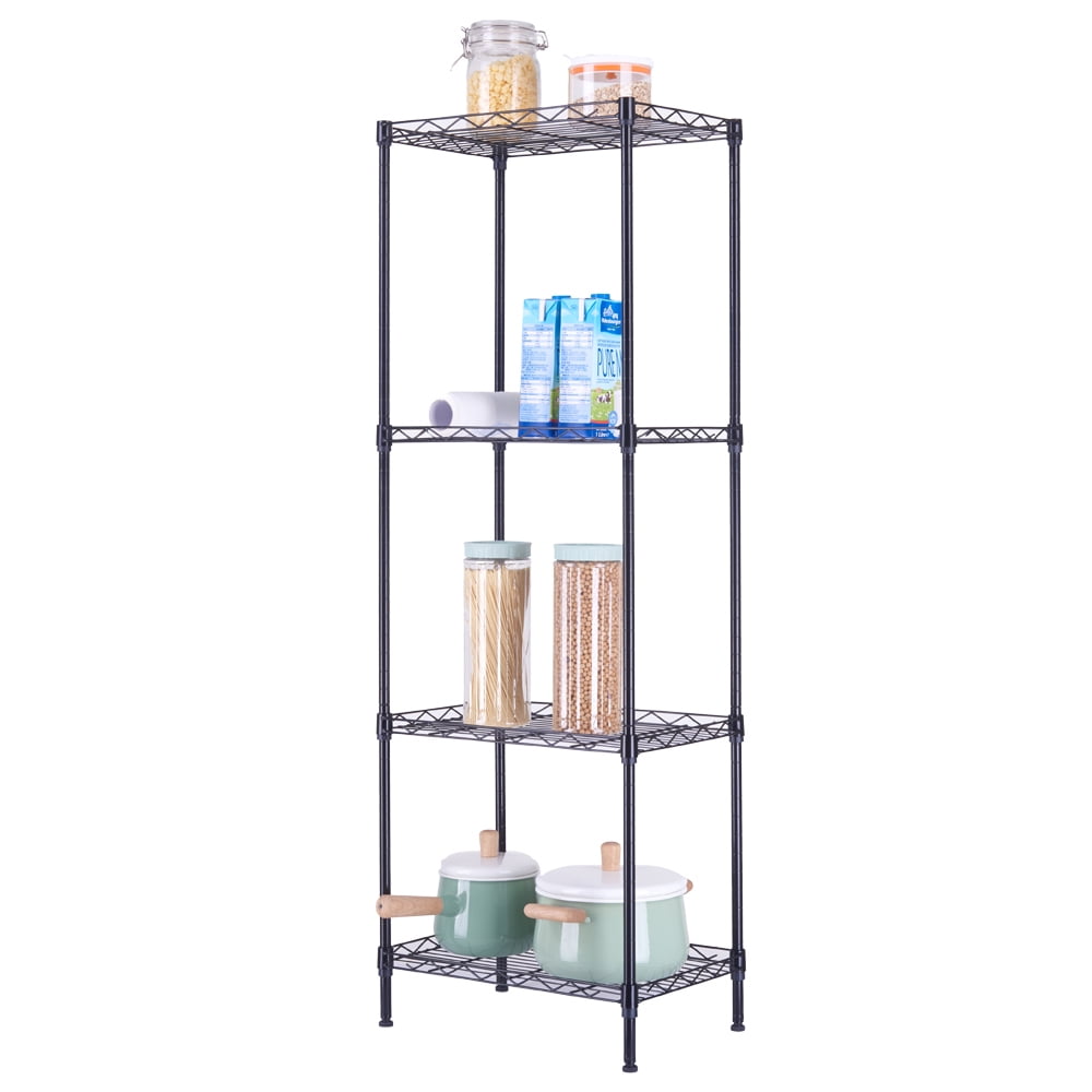 Adjustable Black 4-Tier Wire Shelving Unit