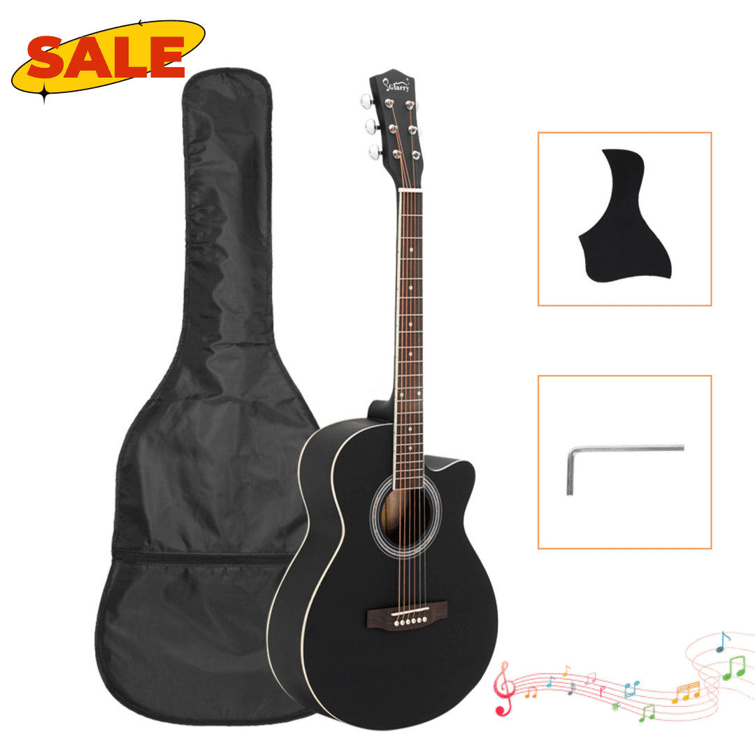 Hassch 40 inch Acoustic Guitar for Beginner Adult with Gig Bag, Guard Board and Wrench Tool, Black