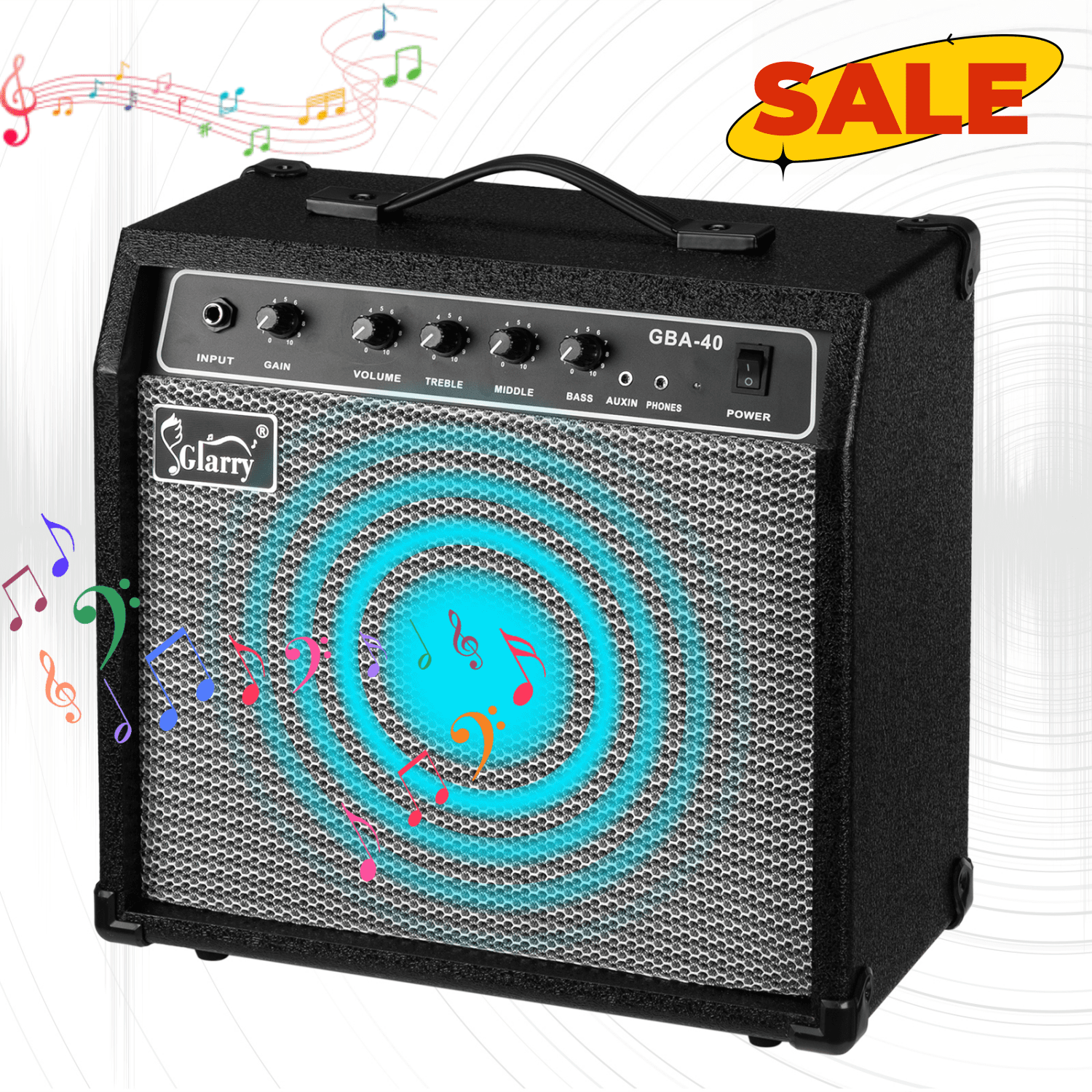 Hassch 40W Electric Bass Guitar Amplifier, Portable Bass Amp, Black