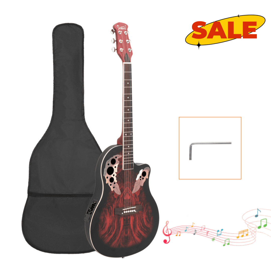 Hassch 41" Acoustic Guitar for Beginners Adult, Full Size Starter Set with Bag and Wrench Tool, Sunset Red