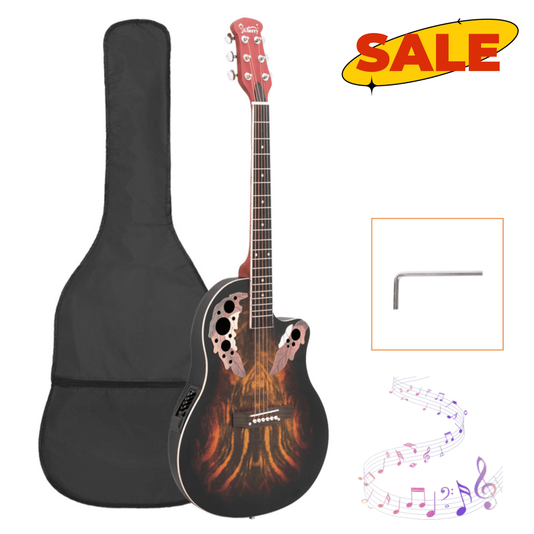 Hassch 41in Beginner Acoustic Guitar with Gig Bag, Full Size Cutaway Guitar Starter with Wrench Tool, Sunset Color