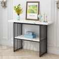 thumbnail image 1 of Hassch 42.1" Console Entryway Table, 2-Tier Industrial Narrow Sofa Table with Storage Shelves for Hallway, Living Room, Bedroom, Foyer, Corridor, Office, Black and White, 1 of 8