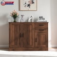 thumbnail image 1 of Hassch 43.3 Inch Buffet Sideboard with 3 Doors and 2 Drawers, Modern Farmhouse Wooden Console Cabinet with Adjustable Shelf for Living/Dining Room, Entryway, Walnut, 1 of 11