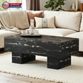 thumbnail image 1 of Hassch 43.3" Modern Coffee Table, Black Marble Look MDF Tabletop, Minimalist Rectangular Center Table for Living Room or Home Theater, Easy to Clean, 1 of 8