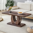 thumbnail image 1 of Hassch 43.3" Rectangle Coffee Table, Farmhouse Center Table with Rounded Corner & Sturdy Wood Base, Rustic Cocktail Tea Table for Living Room Apartment, Walnut, 1 of 9