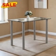 thumbnail image 1 of Hassch 43 Inch Glass Dining Table for 4-6 Person, Rectangular Kitchen Table with Metal Legs, Transparent & Black, 1 of 6