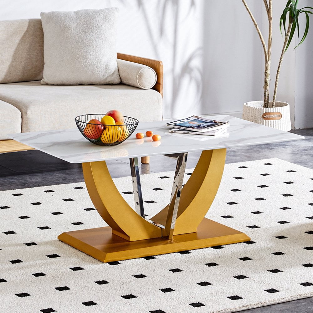 Hassch 43 Inch Modern Glass Coffee Table for Living Room, Rectangular ...