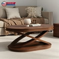 thumbnail image 1 of Hassch 44" Oval Coffee Table in Walnut, Rustic 2-Tier Storage Center Table for Living Room, Home Office, 1 of 8