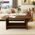 thumbnail image 1 of Hassch 47.24-Inch Center Table with Storage for Living Room, Farmhouse MDF Rectangle Coffee Table w/ Open Shelf, 2-Tier Design, Easy Assembly, Walnut, 1 of 6