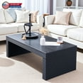 thumbnail image 1 of Hassch 47.6" Coffee Table in Ribbed Textured Design, Modern Rectangular Living Room Accent Table, Black, 1 of 7