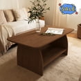 thumbnail image 1 of Hassch 47" Rectangle Coffee Table with Storage, 2-Tier Minimalist Cocktail Table with Open Shelf, Center Table for Living Room, Dark Wood Color, 1 of 6