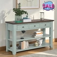 thumbnail image 1 of Hassch 48" Console Table with 3 Drawers, Narrow Entryway Table with Storage Shelves, Modern Sofa Foyer Table for Living Room, Hallway, Easy Assembly, Retro Blue, 1 of 8